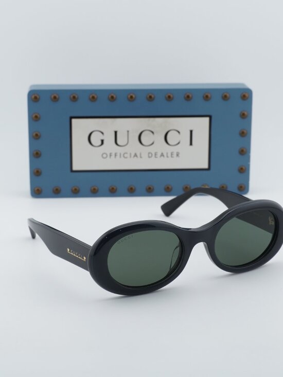 Gucci GG1587SA 001 Oval Sunglasses - Black / Grey main image 5